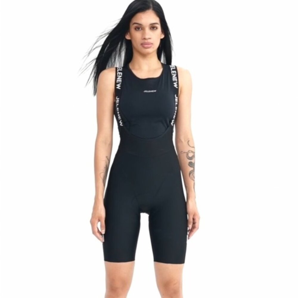 JELENEW Women’s Bib Cycling Bodysuit Black French Haute Couture Large 10…
